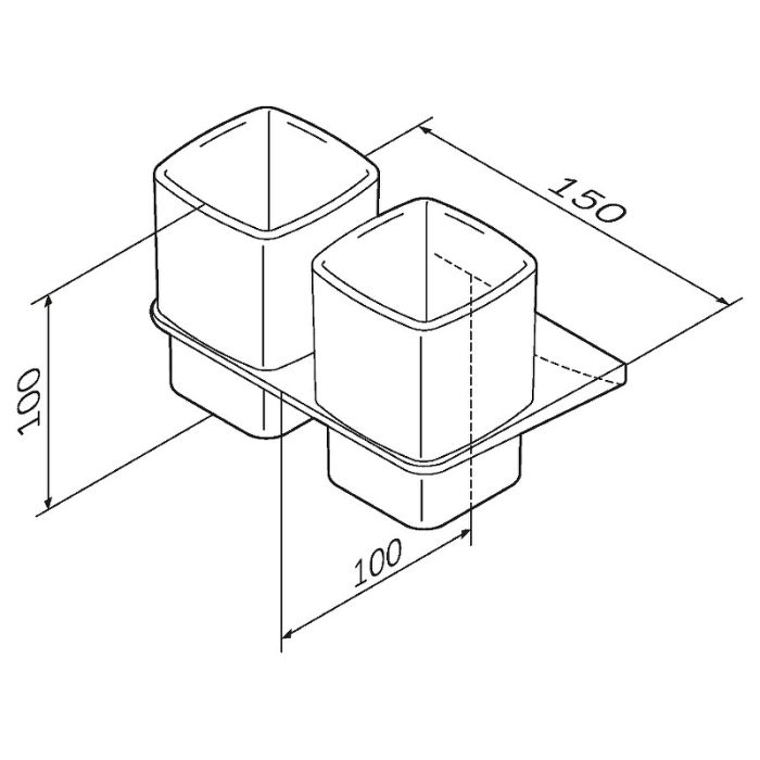 A50A343400 Inspire V2.0, Двойной стеклянный стакан с настенным держателем, хром, шт