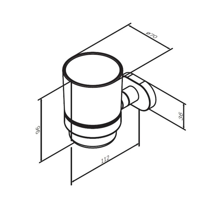 A7434300 Sense L, Стеклянный стакан с настенным держателем, хром