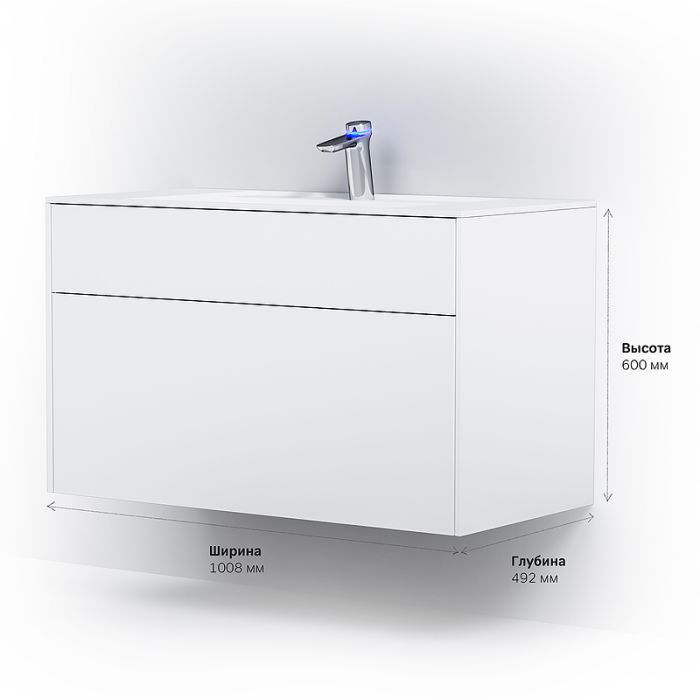 M50AFHX1003WM Inspire V2.0, База под раковину, подвесная, 100 см, 3 ящика, push-to-open, белый матов