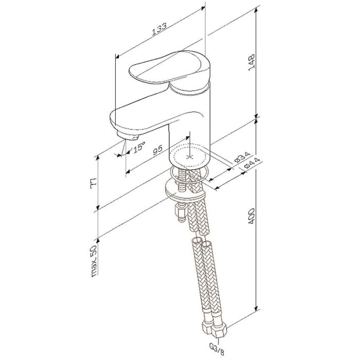 F85C02100 Sunny, смеситель для умывальника, хром, шт