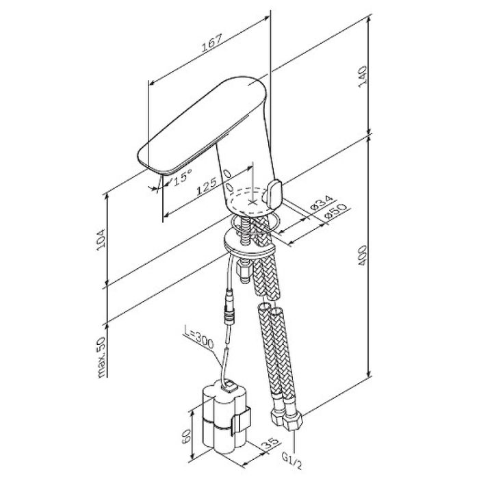 F50A02300 Inspire V2.0 смеситель для умывальника сенсорный, хром, шт.