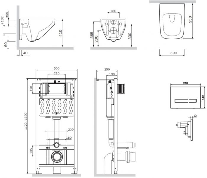 IS450A38.50A1700 Инст с клав Touchless Pro стекло, чёр с подв унит Inspire V2.0 FlashClean с сид м/л