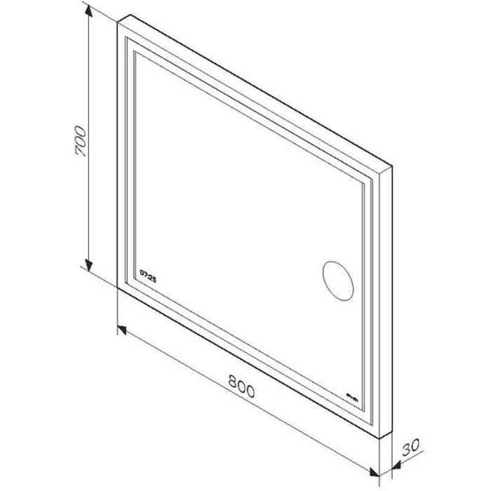 M91AMOX0803WG Универсальное зеркало с контурной Led-подсветкой, часами и косметическим зеркалом, 80