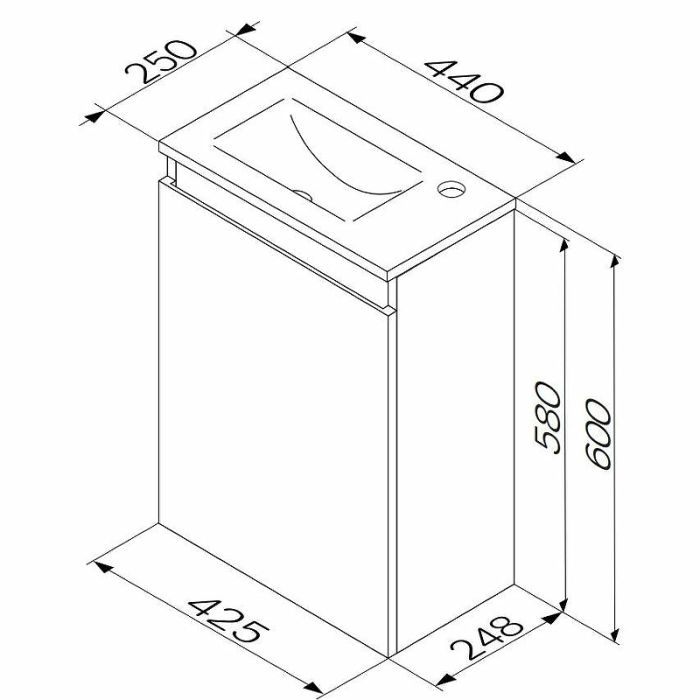 M85AFHX0451WG X-Joy, База под раковину, подвесная, 45 см, 1 дверца, белый глянец