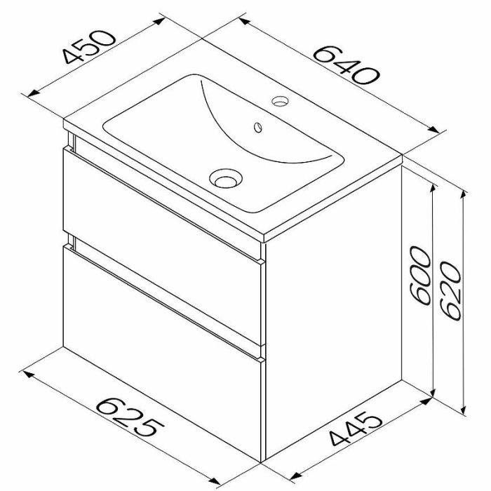 M85AFHX0652WG X-Joy, База под раковину, подвесная, 65 см, 2 ящика, белый глянец