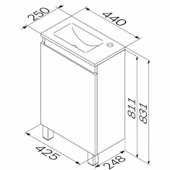 M85AFSX0451WG X-Joy, База под раковину, напольная, 45 см, 1 дверца, белый глянец