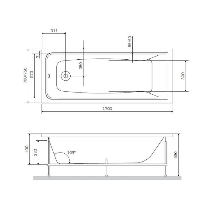 W80A-170-070W-R Like, каркас для ванны A0 170х70 см, шт