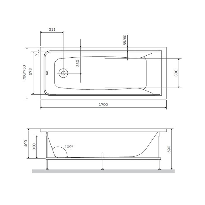 W90A-170-070W-R Gem, каркас в комплекте с монтажным набором 170х70,  см, шт