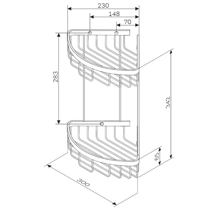 A7452200 Sense L Корзина для душа угловая двухъярусная, хром