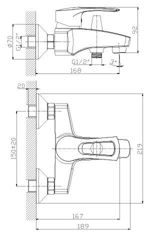 Смеситель для ванны Rossinka T (T40-31)