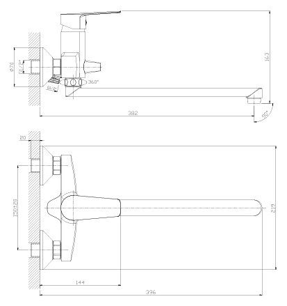 Смеситель для ванны Rossinka S (S35-33)