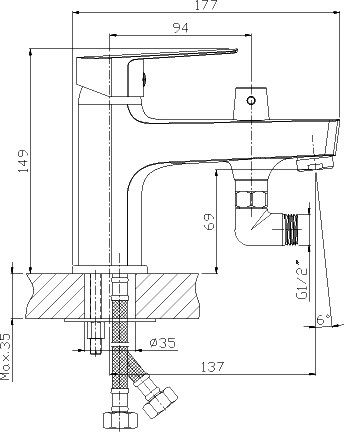 Смеситель для ванны Rossinka S (S35-38)