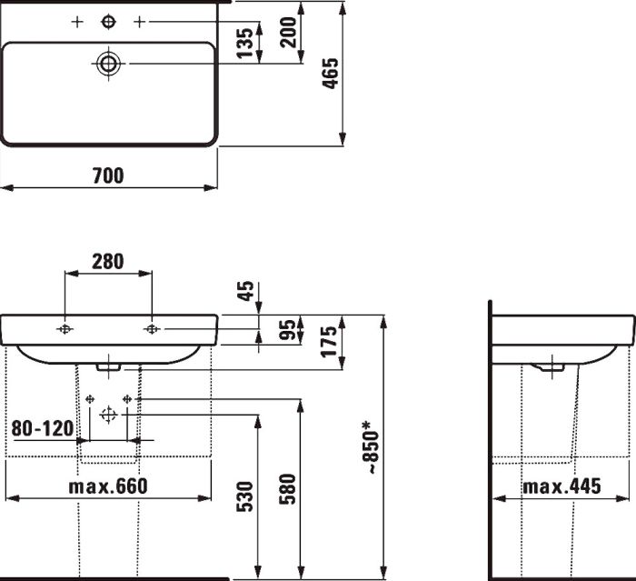 Раковина подвесная Laufen Pro S 70x46 8.1096.7.000.104.1