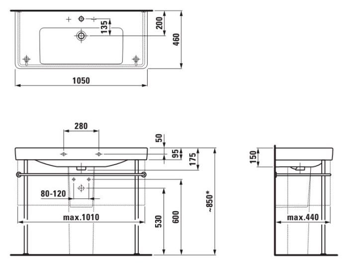 Раковина накладная Laufen Pro S 105x46 8.1396.6.000.104.1