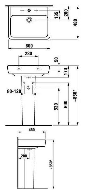 Раковина подвесная Laufen Pro 60х48 8.1895.2.000.104.1