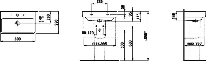 Раковина подвесная Laufen Pro 60х38 8.1895.9.000.104.1