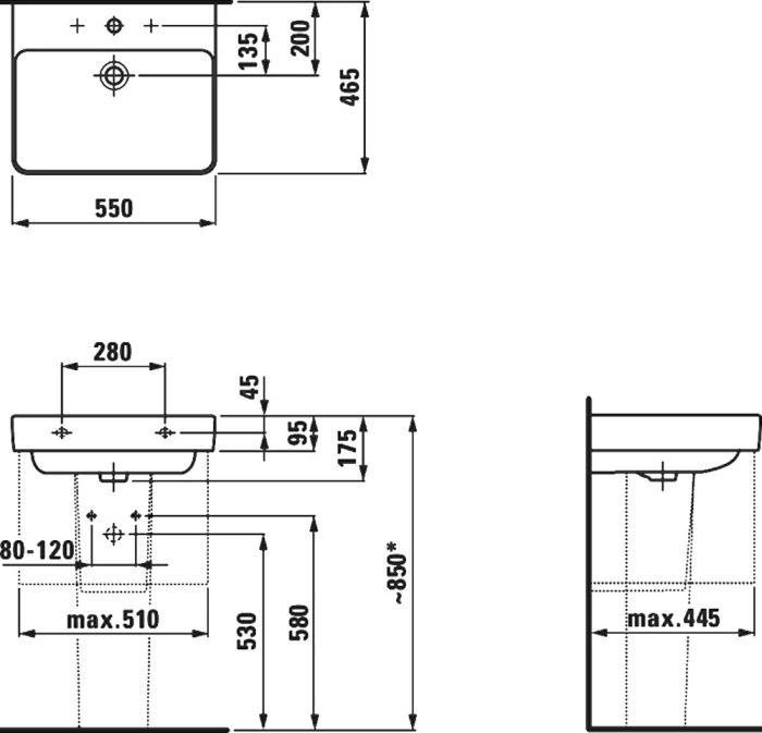 Раковина подвесная Laufen Pro S 55x46 8.1096.2.000.104.1