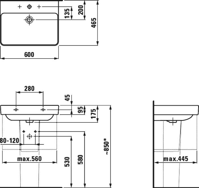 Раковина подвесная Laufen Pro S 60x46 8.1096.3.000.104.1