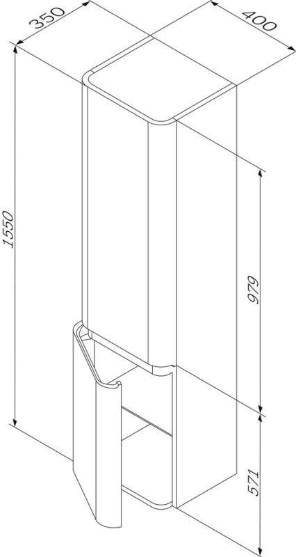 Шкаф пенал AM.PM Sensation 40 L M30CHL0406GG подвесной Мятный