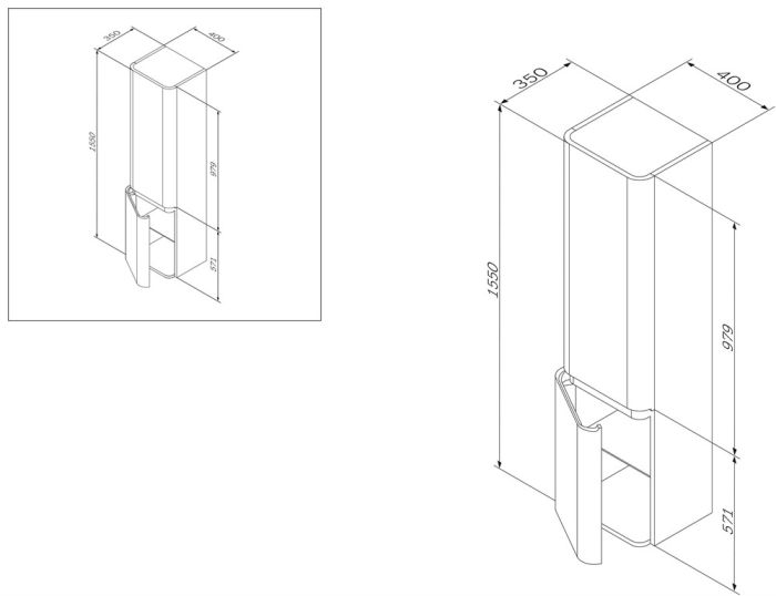 Шкаф пенал AM.PM Sensation 40 L M30CHL0406TF подвесной Табачный дуб