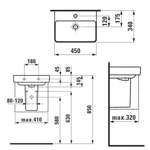 Подвесная мини-раковина Laufen Pro S 45x34 8.1596.1.000.104.1