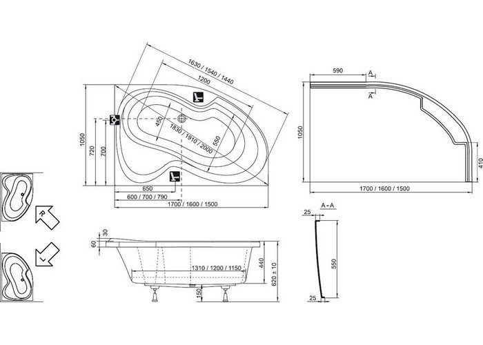 Передняя панель Ravak A для ванны Ravak Rosa II P 160 (CZL1200A00)