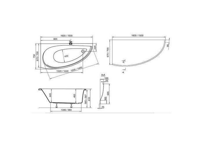 Передняя панель Ravak A для ванны Ravak Avocado P 150 (CZS1000A00)