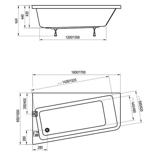 Акриловая ванна Ravak 10° 160x95 L C831000000 без гидромассажа