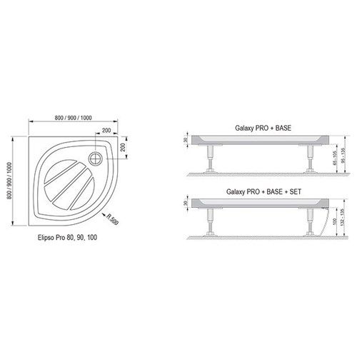 Душевой поддон Ravak Elipso Pro 90x90 XA237701010