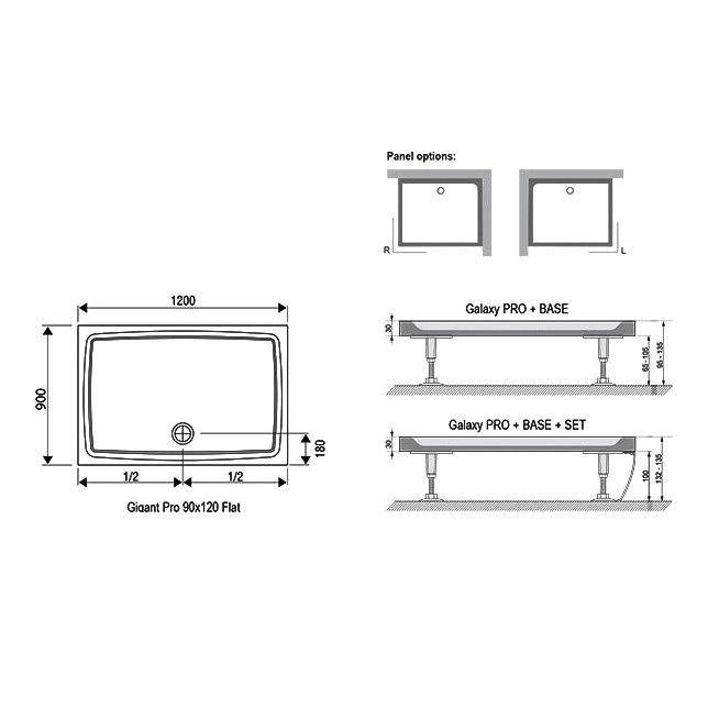 Душевой поддон Ravak Gigant Pro Flat 120x90 XA03G711010