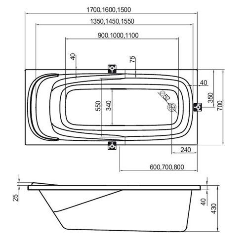 Акриловая ванна Ravak Vanda II 150x70 CO11000000 без гидромассажа