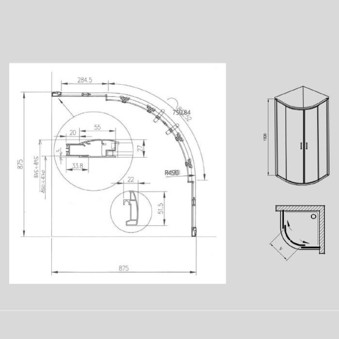 Душевой уголок Ravak Blix XP2CP4-90 90х90 70508014 профиль Хром стекло Transparent