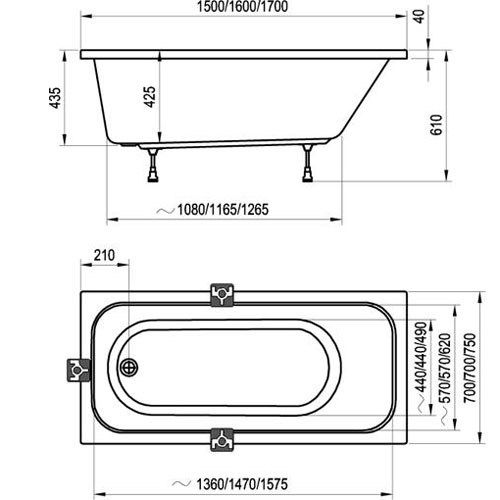 Акриловая ванна Ravak Chrome 150x70 C721000000 без гидромассажа