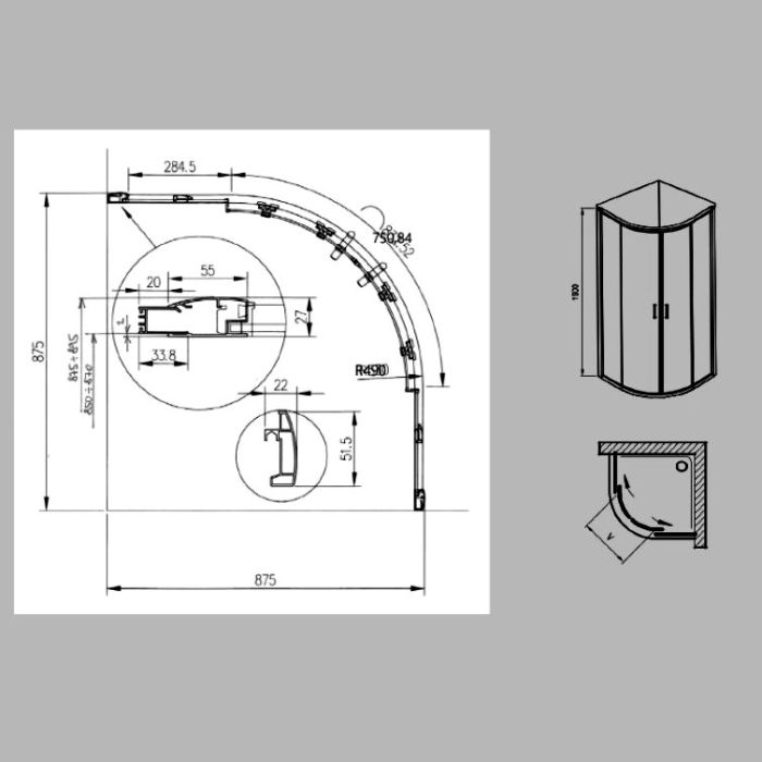 Душевой уголок Ravak Blix XP2CP4-90 90х90 X3B270C00Z1C профиль Хром стекло Transparent