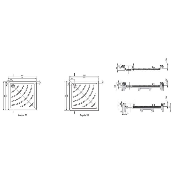 Акриловый поддон для душа Ravak Angela 90х90 PU A007701120 Белый