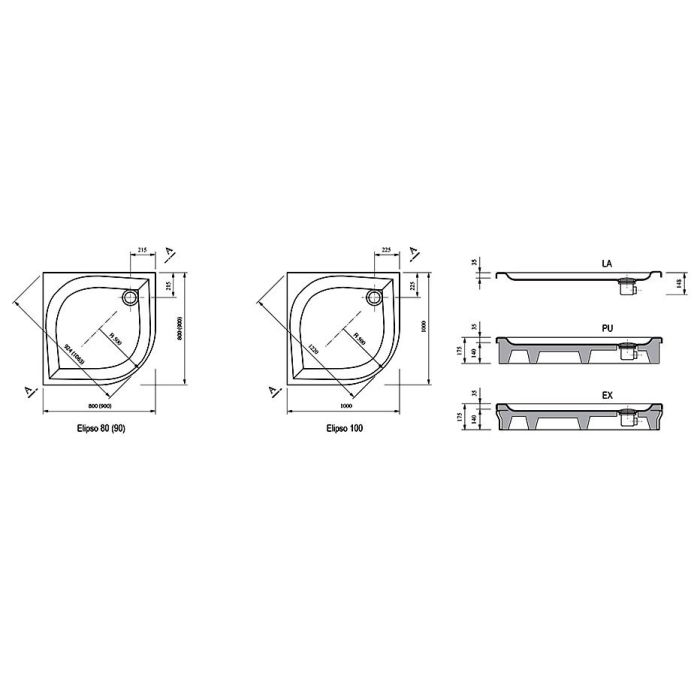 Душевой поддон Ravak Elipso 90 PAN A227701410