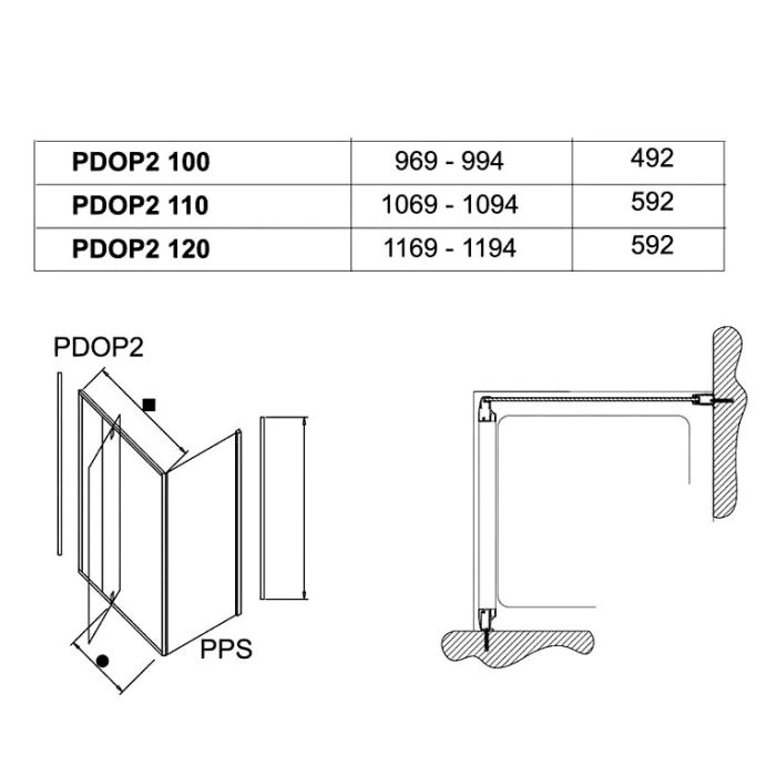 Душевая дверь Ravak Pivot PDOP2-110 03GD0U00Z1 профиль Сатин ручка Хром стекло Transparent