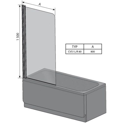 Шторка на ванну Ravak Chrome CVS1 80 L 7QL40C00Z1 профиль Хром стекло Transparent