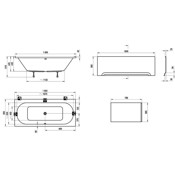 Акриловая ванна Ravak City 180x80 C920000000 без гидромассажа