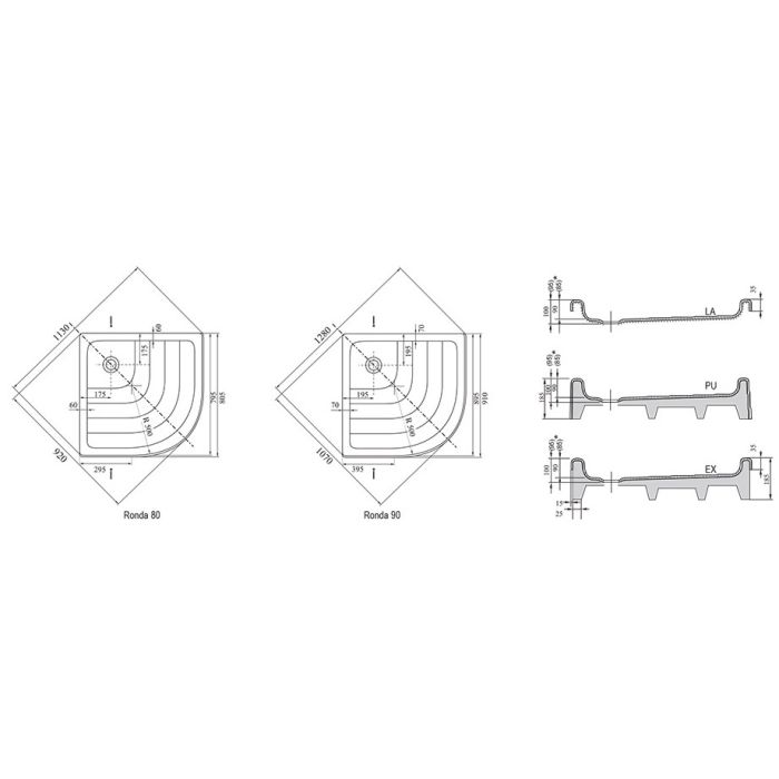 Душевой поддон Ravak Ronda 90 PU A207001120