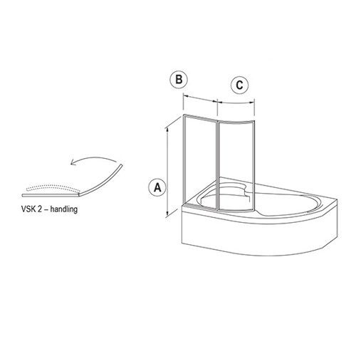 Шторка на ванну Ravak Supernova VSK2 Rosa 160 R 76P90100Z1 профиль Белый стекло Transparent
