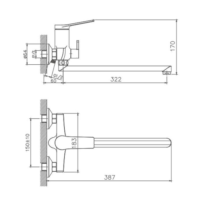 Смеситель для ванны Haiba (HB22572)