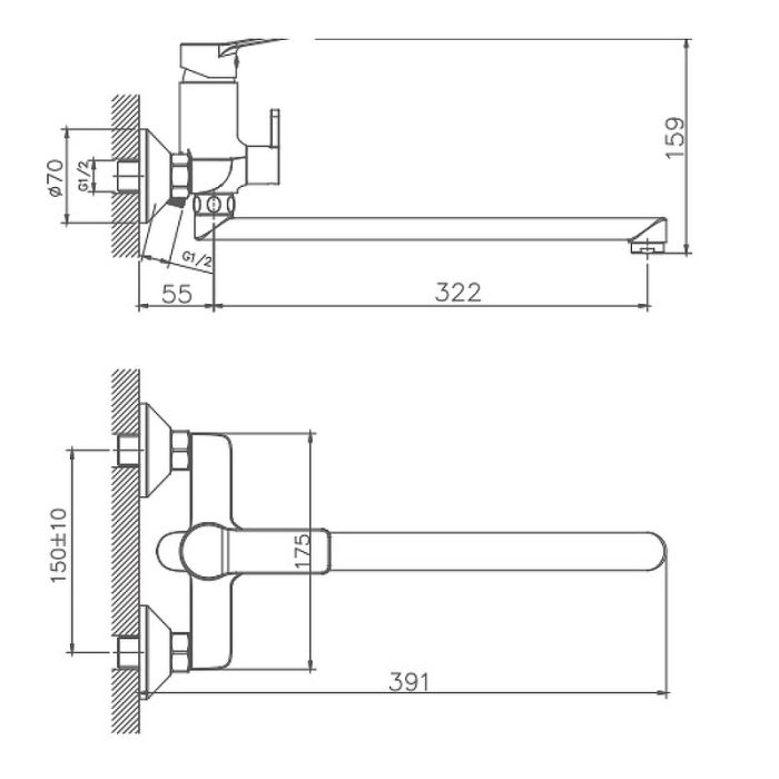 Смеситель для ванны Haiba (HB22559)