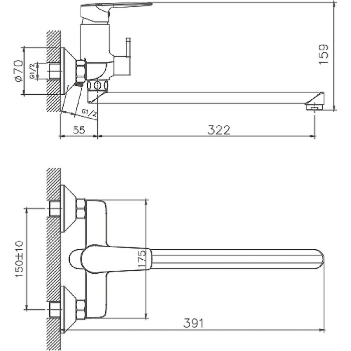 Смеситель для ванны Haiba (HB22563)