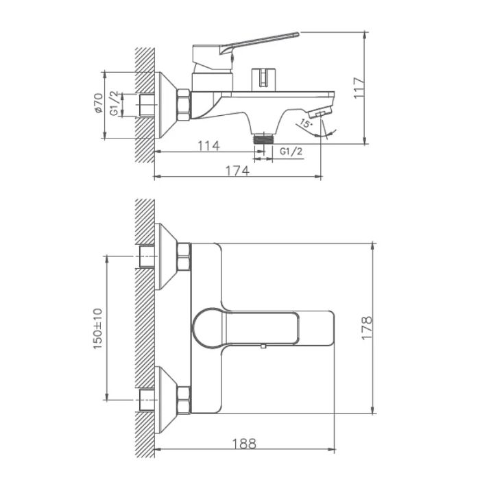 Смеситель для ванны Haiba (HB60559)