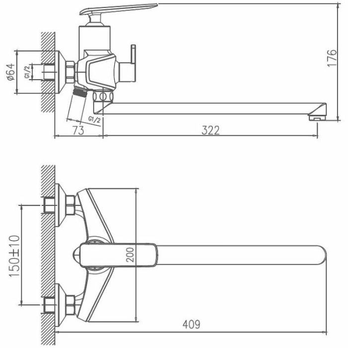 Смеситель для ванны Haiba (HB22548-7)