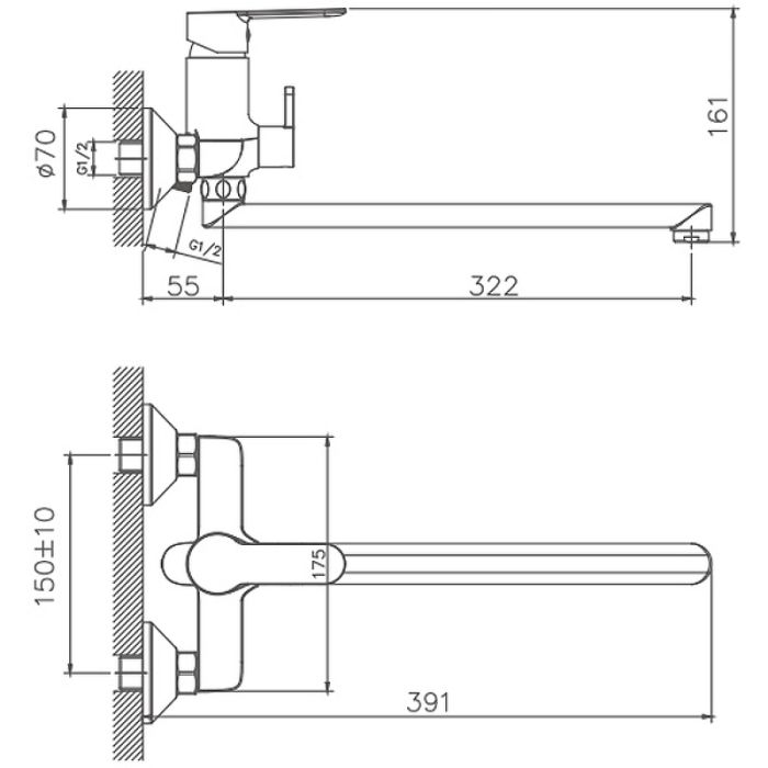 Смеситель для ванны Haiba (HB22557-8)