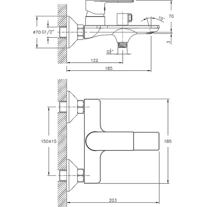 Смеситель для ванны Haiba (HB60505-8)