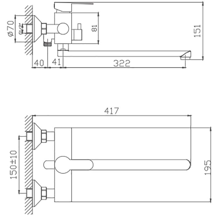 Смеситель для ванны Haiba (HB22801)