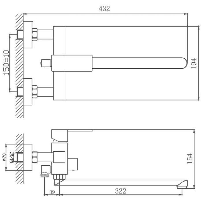 Смеситель для ванны Haiba (HB22803)